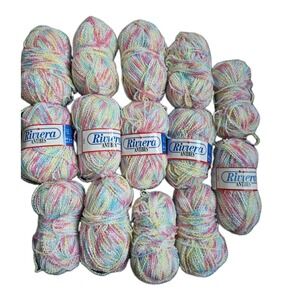 Vintage Riviera Antibes Boucle Yarn Variegated Pastel Rainbow Lot of 14 Skeins